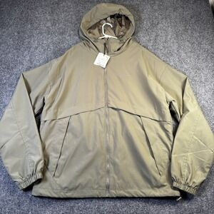 Pull & Bear Full Zip Lined Hooded Coat Jacket Olive Green Men's EU US Small